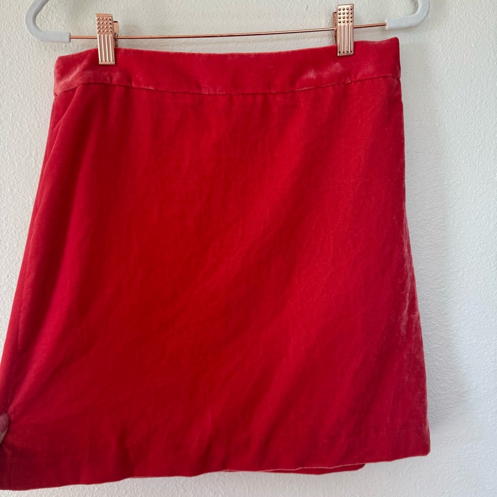 JCrew Coral Salmon Orange Velvet Mini Skirt Size 4 NEW - Picture 3 of 10